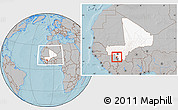 Gray Location Map of Kangare, highlighted country, highlighted parent region, within the entire country, hill shading