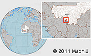 Gray Location Map of Kangare, highlighted country, highlighted parent region, hill shading