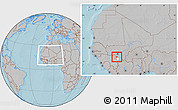Gray Location Map of Kangare, highlighted parent region, within the entire country, hill shading