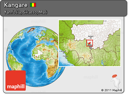 Physical Location Map of Kangare, highlighted country, highlighted parent region