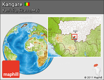 Physical Location Map of Kangare, highlighted country, highlighted parent region