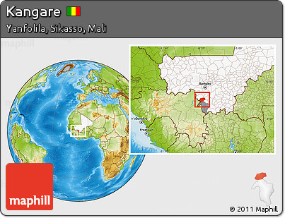 Physical Location Map of Kangare, highlighted country, highlighted parent region