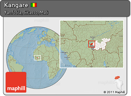 Savanna Style Location Map of Kangare, highlighted parent region, highlighted grandparent region, hill shading