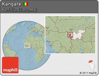 Savanna Style Location Map of Kangare, highlighted parent region, highlighted grandparent region, hill shading