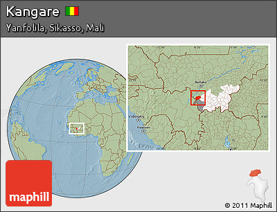 Savanna Style Location Map of Kangare, highlighted parent region, highlighted grandparent region, hill shading