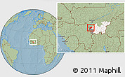 Savanna Style Location Map of Kangare, highlighted parent region, highlighted grandparent region, hill shading