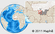 Shaded Relief Location Map of Kangare, highlighted country, highlighted grandparent region
