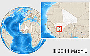 Shaded Relief Location Map of Kangare, highlighted country, highlighted parent region, within the entire country