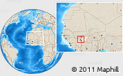 Shaded Relief Location Map of Kangare, highlighted parent region, highlighted grandparent region, within the entire country