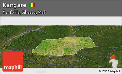 Satellite Panoramic Map of Kangare, darken