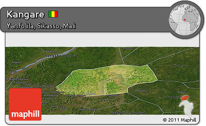 Satellite Panoramic Map of Kangare, darken