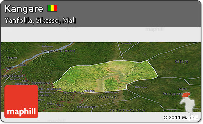 Satellite Panoramic Map of Kangare, darken