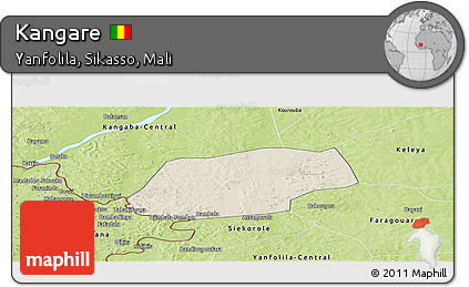 Shaded Relief Panoramic Map of Kangare, physical outside