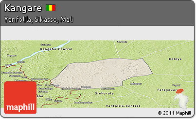 Shaded Relief Panoramic Map of Kangare, physical outside