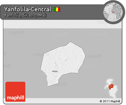 Gray 3D Map of Yanfolila-Central, single color outside