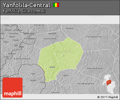 Physical 3D Map of Yanfolila-Central, desaturated