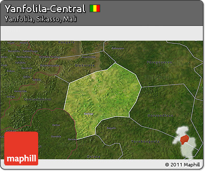 Satellite 3D Map of Yanfolila-Central, darken