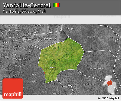 Satellite 3D Map of Yanfolila-Central, desaturated