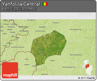Satellite 3D Map of Yanfolila-Central, physical outside
