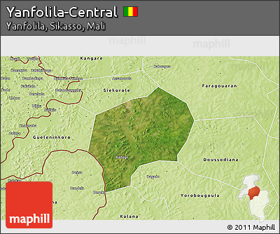 Satellite 3D Map of Yanfolila-Central, physical outside
