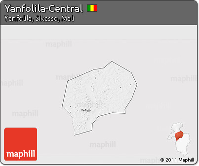 Silver Style 3D Map of Yanfolila-Central, single color outside