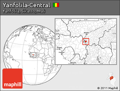 Blank Location Map of Yanfolila-Central, highlighted parent region