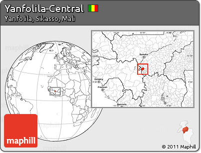 Blank Location Map of Yanfolila-Central, highlighted parent region