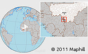 Gray Location Map of Yanfolila-Central, highlighted country, highlighted parent region