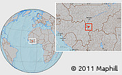 Gray Location Map of Yanfolila-Central, hill shading