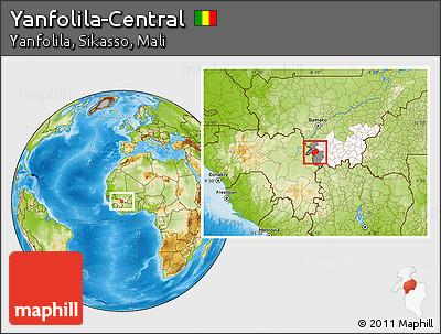 Physical Location Map of Yanfolila-Central, highlighted parent region, highlighted grandparent region