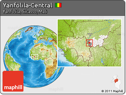 Physical Location Map of Yanfolila-Central, highlighted parent region, highlighted grandparent region