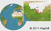 Satellite Location Map of Yanfolila-Central, highlighted country, highlighted parent region