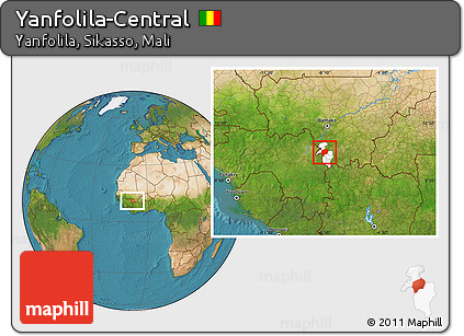 Satellite Location Map of Yanfolila-Central, highlighted parent region