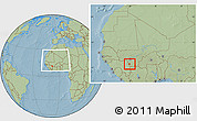 Savanna Style Location Map of Yanfolila-Central, within the entire country, hill shading