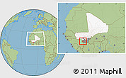 Savanna Style Location Map of Yanfolila-Central, highlighted country, highlighted grandparent region, within the entire country