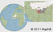 Savanna Style Location Map of Yanfolila-Central, highlighted country, highlighted grandparent region, hill shading