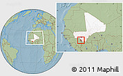 Savanna Style Location Map of Yanfolila-Central, highlighted country, highlighted parent region, within the entire country, hill shading