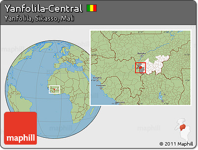 Savanna Style Location Map of Yanfolila-Central, highlighted parent region, highlighted grandparent region