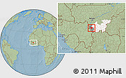 Savanna Style Location Map of Yanfolila-Central, highlighted parent region, highlighted grandparent region, hill shading