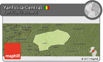 Physical Panoramic Map of Yanfolila-Central, darken