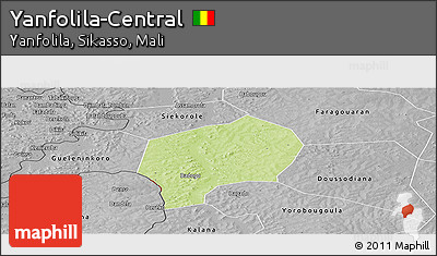 Physical Panoramic Map of Yanfolila-Central, desaturated