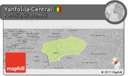 Physical Panoramic Map of Yanfolila-Central, desaturated