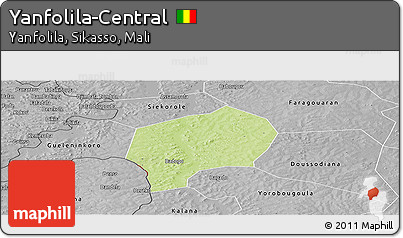 Physical Panoramic Map of Yanfolila-Central, desaturated
