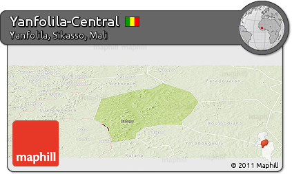 Physical Panoramic Map of Yanfolila-Central, lighten