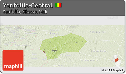 Physical Panoramic Map of Yanfolila-Central, lighten