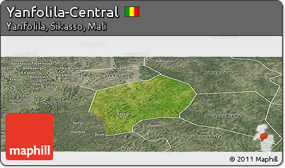 Satellite Panoramic Map of Yanfolila-Central, semi-desaturated