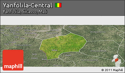 Satellite Panoramic Map of Yanfolila-Central, semi-desaturated