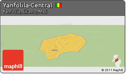 Savanna Style Panoramic Map of Yanfolila-Central, single color outside
