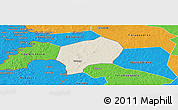 Shaded Relief Panoramic Map of Yanfolila-Central, political outside