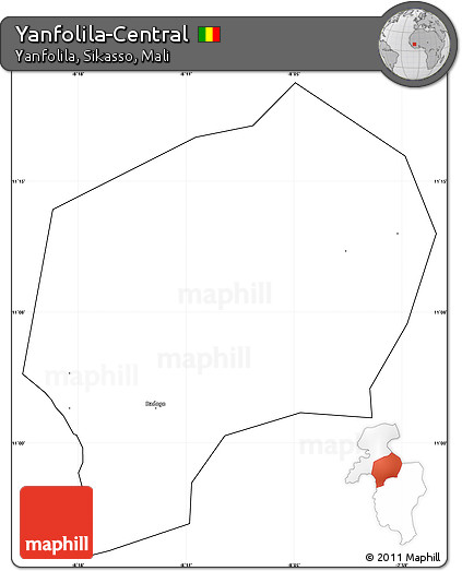 Blank Simple Map of Yanfolila-Central, cropped outside
